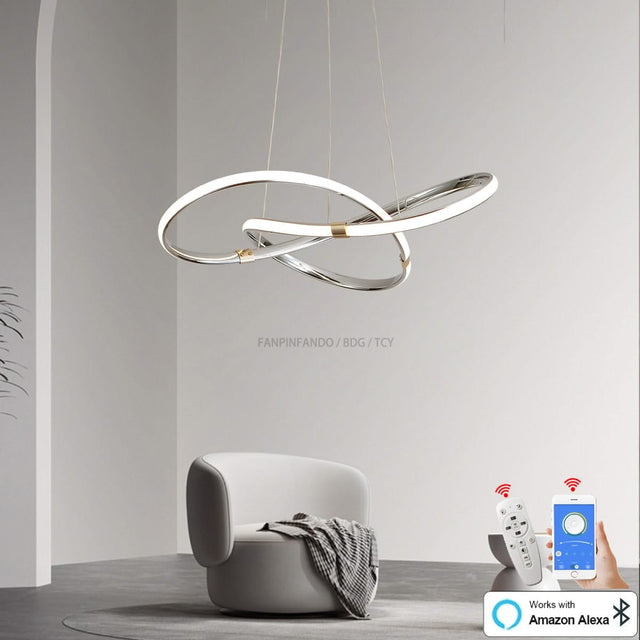 Modern Chrome Plated Gold LED Chandelier for Dining and Living Room-ChandeliersDecor.com