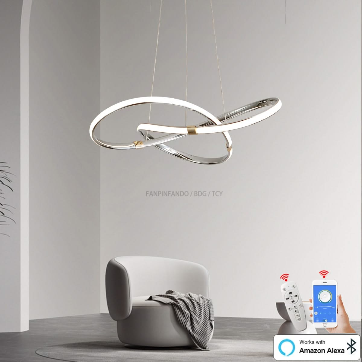 Modern Chrome Plated Gold LED Chandelier for Dining and Living Room-ChandeliersDecor.com