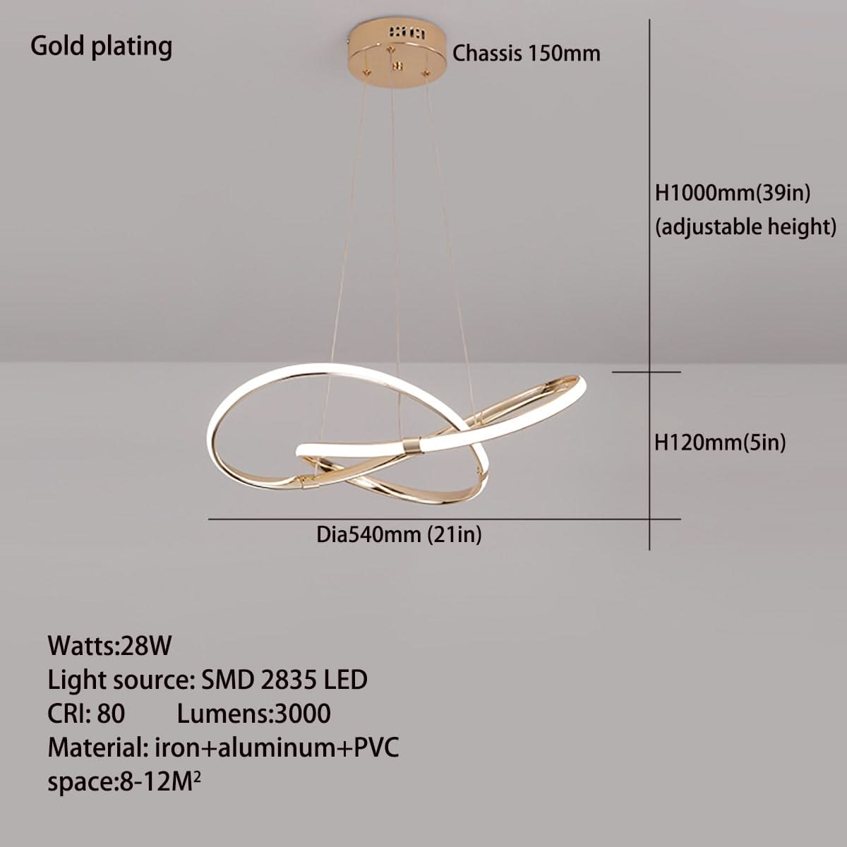 Modern Chrome Plated Gold LED Chandelier for Dining and Living Room-ChandeliersDecor.com