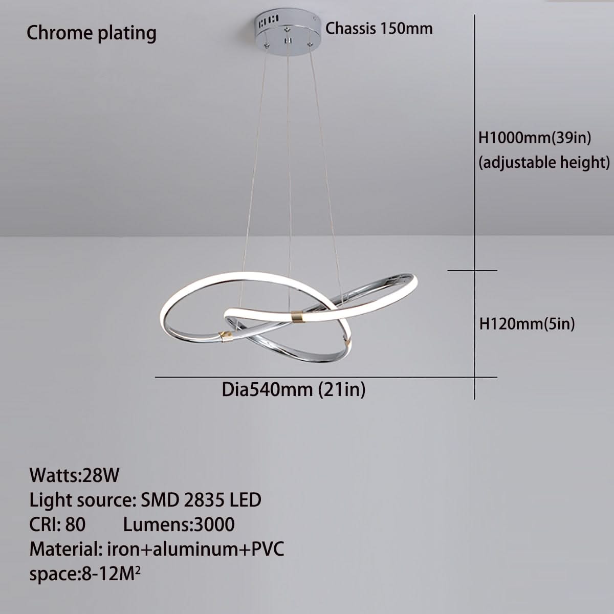 Modern Chrome Plated Gold LED Chandelier for Dining and Living Room-ChandeliersDecor.com