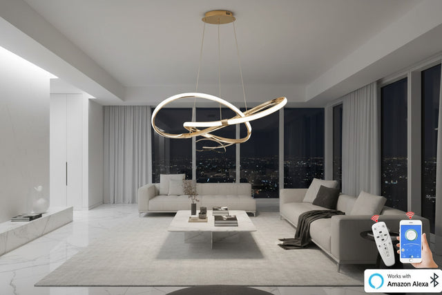 Modern Chrome Plated Gold LED Chandelier for Dining and Living Room-ChandeliersDecor.com