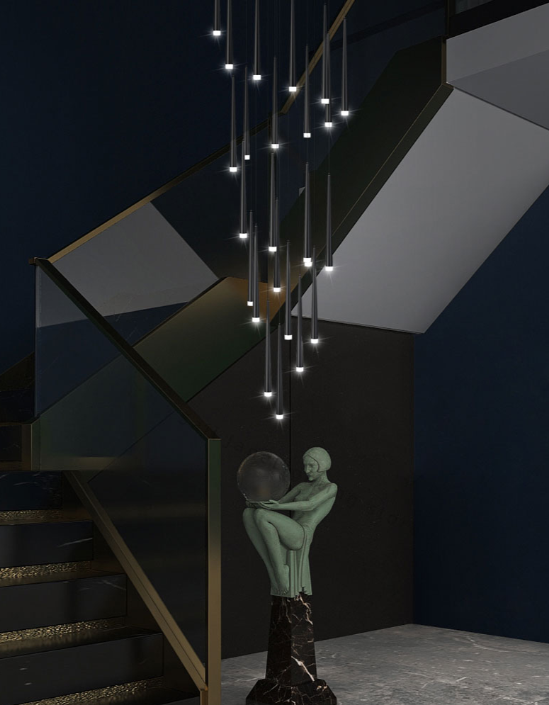 ChandeliersDecor.com-Staircase Chandelier-Modern Duplex Attic Pendant Lamp