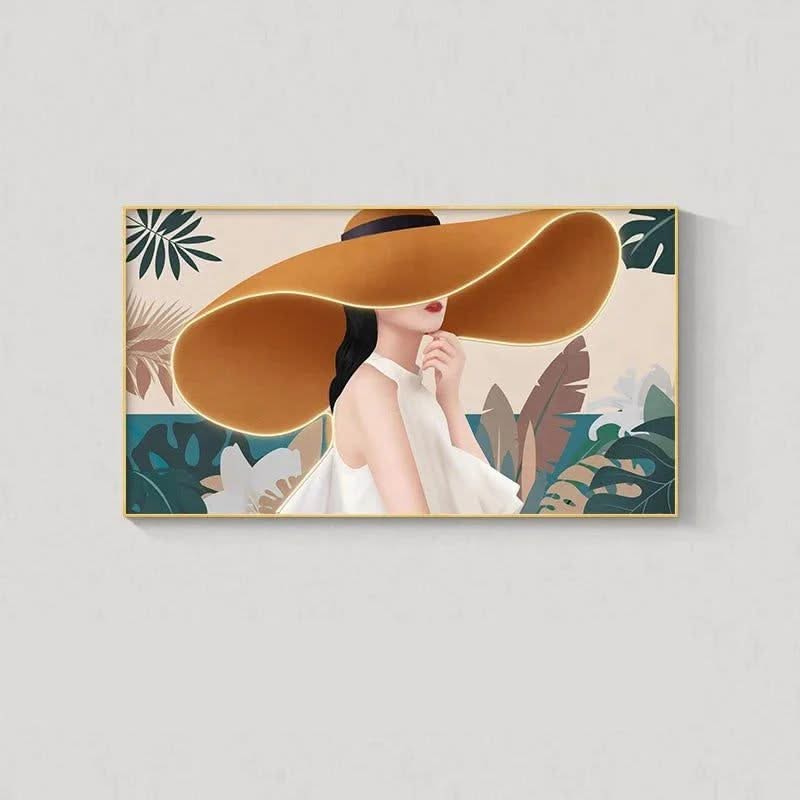 Modern Lady with Hat LED Luminous Wall Lamp - Decorative Interior Art-ChandeliersDecor.com