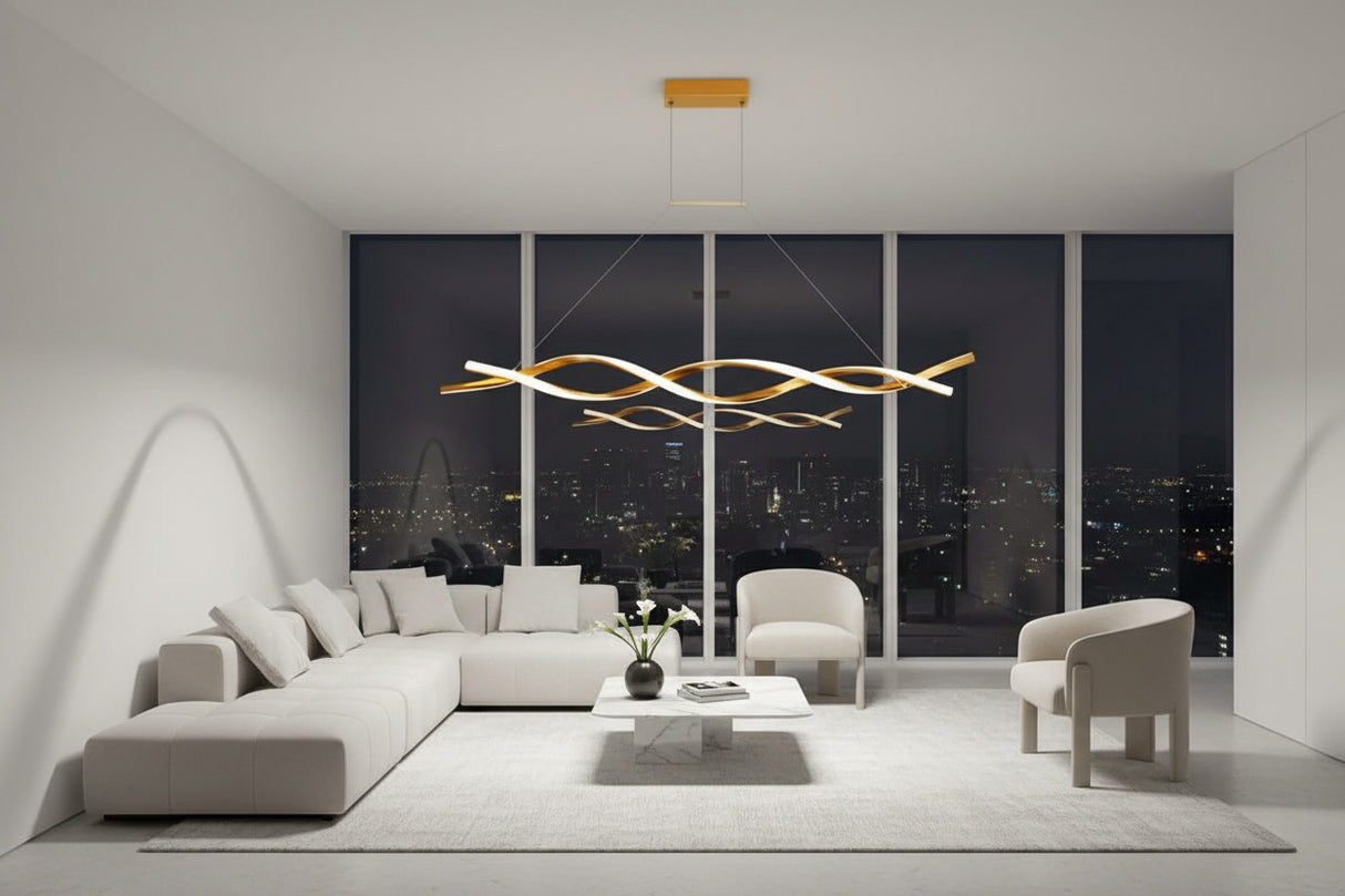 Modern LED Pendant Lamp, Dimmable Black Gold Chandelier-ChandeliersDecor.com