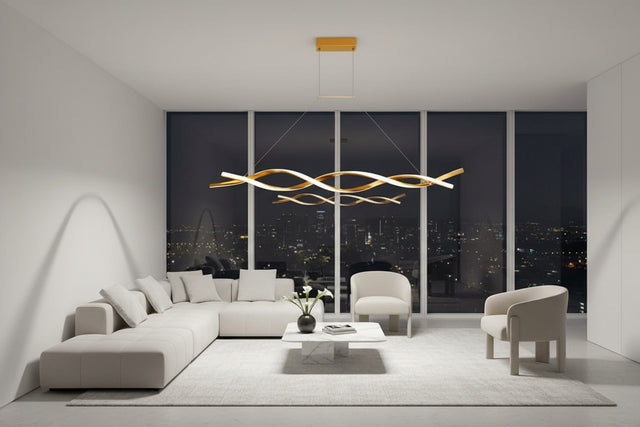 Modern LED Pendant Lamp, Dimmable Black Gold Chandelier-ChandeliersDecor.com