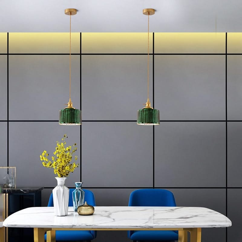 ChandeliersDecor.com-Pendant Lights-Modern Loft Pure Copper Lamp Holder Green Light