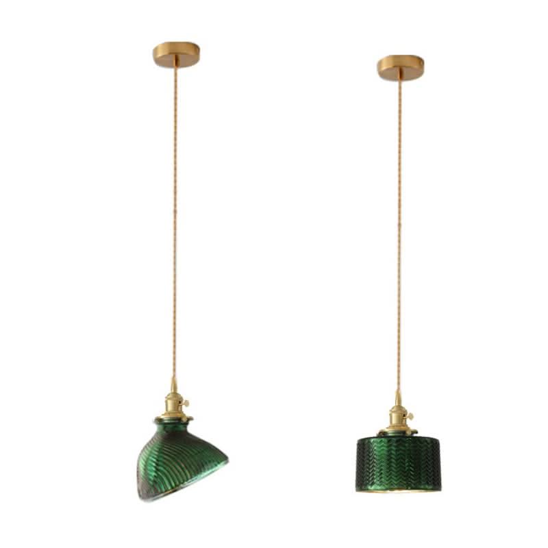 ChandeliersDecor.com-Pendant Lights-Modern Loft Pure Copper Lamp Holder Green Light
