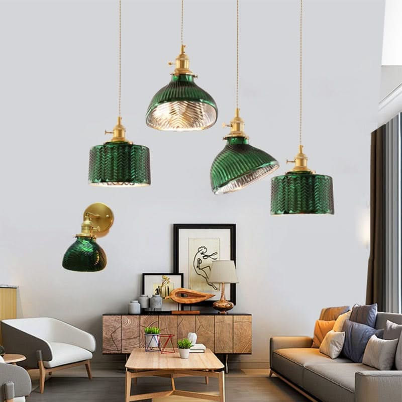 ChandeliersDecor.com-Pendant Lights-Modern Loft Pure Copper Lamp Holder Green Light