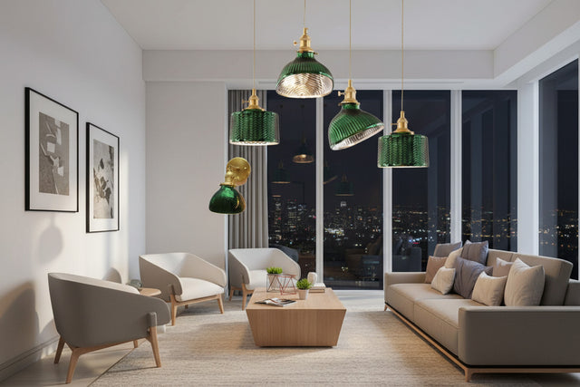 Modern Loft Pure Copper Lamp Holder Green Light-ChandeliersDecor.com