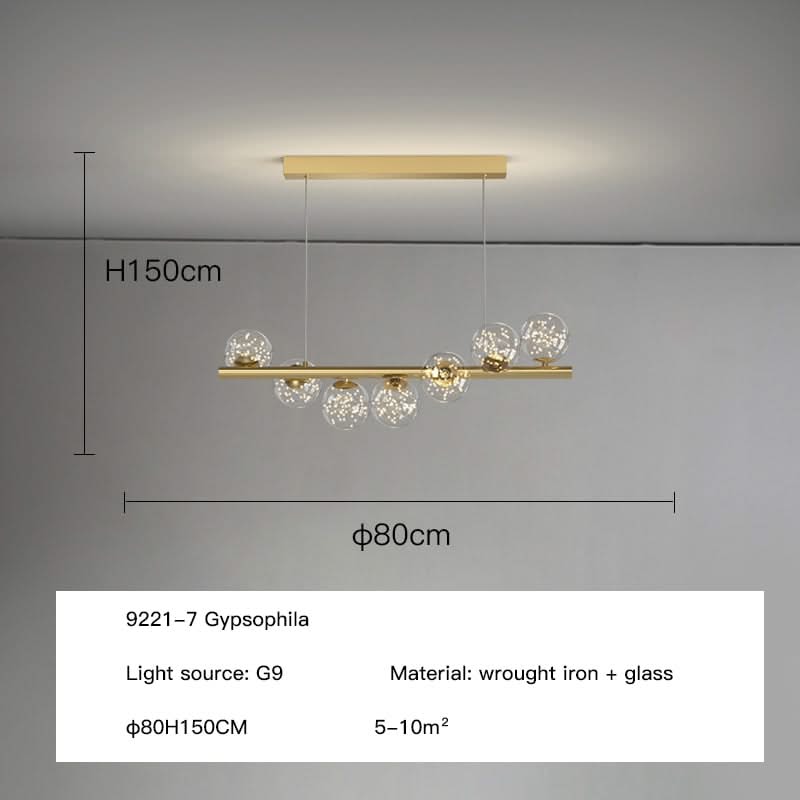 ChandeliersDecor.com-Kitchen Island-Modern Long Glass Ball Chandelier with G9 LED