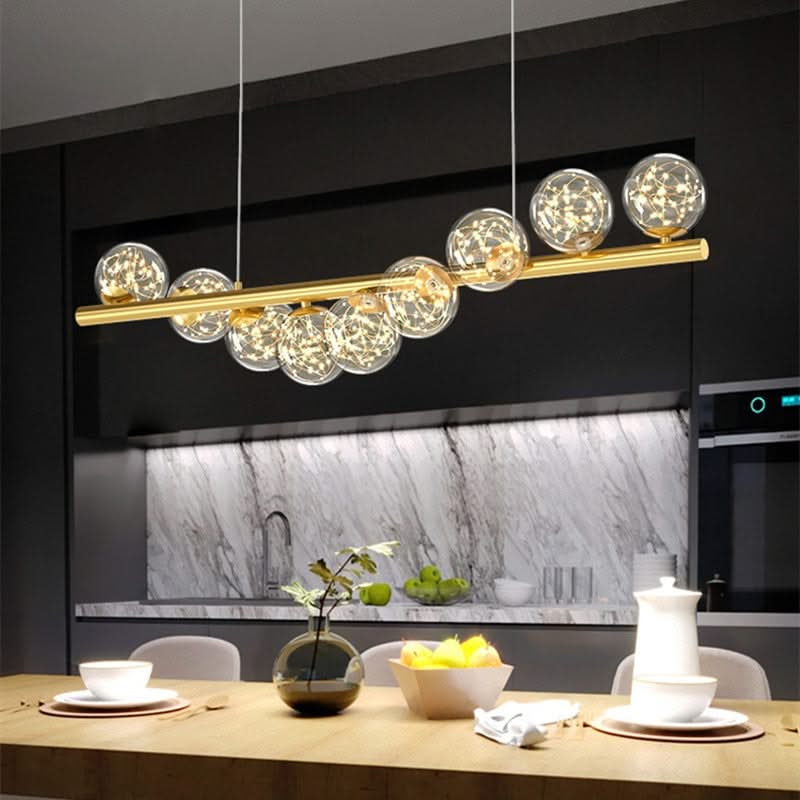 ChandeliersDecor.com-Kitchen Island-Modern Long Glass Ball Chandelier with G9 LED