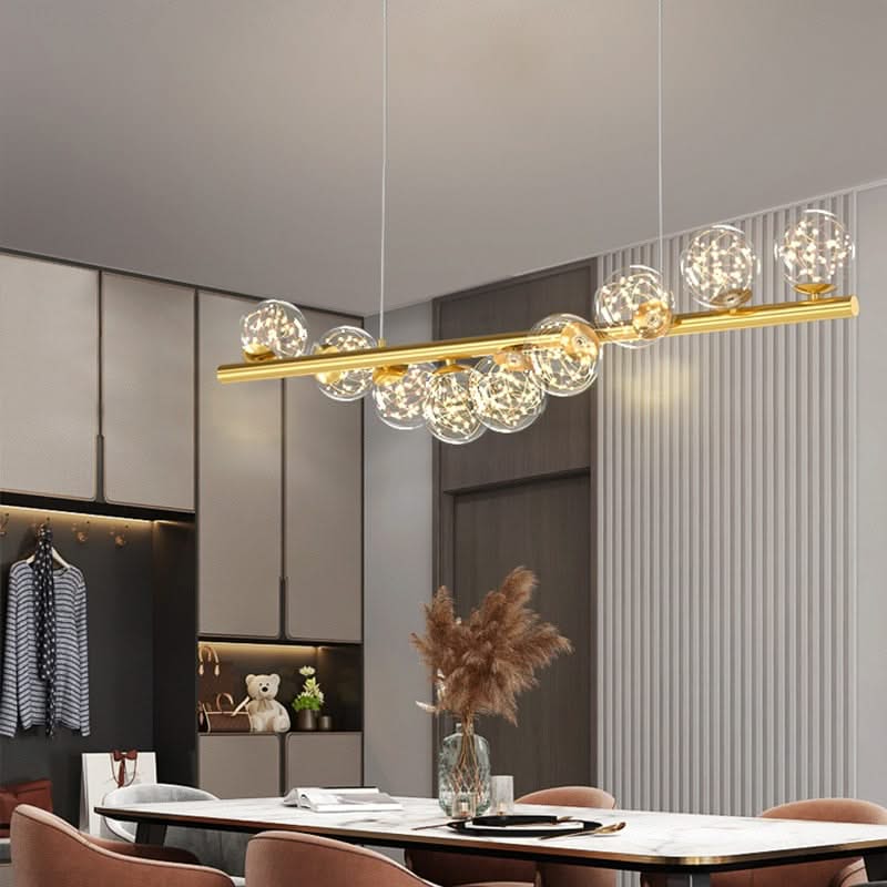 ChandeliersDecor.com-Kitchen Island-Modern Long Glass Ball Chandelier with G9 LED