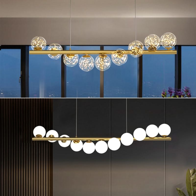 ChandeliersDecor.com-Kitchen Island-Modern Long Glass Ball Chandelier with G9 LED