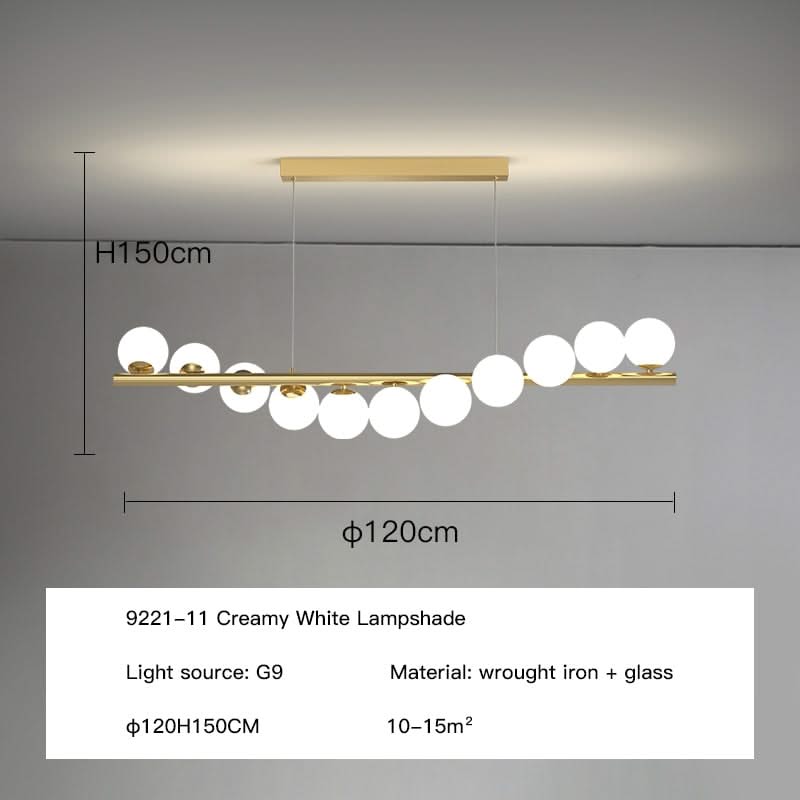 ChandeliersDecor.com-Kitchen Island-Modern Long Glass Ball Chandelier with G9 LED