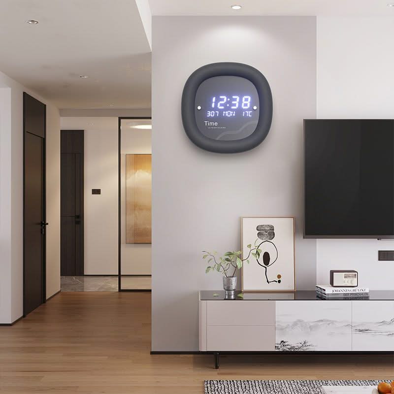 Modern Simple Home Electronic Date Temperature Wall Clock-ChandeliersDecor.com