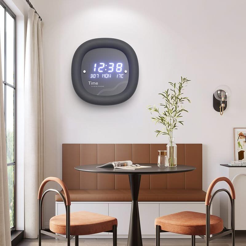 Modern Simple Home Electronic Date Temperature Wall Clock-ChandeliersDecor.com