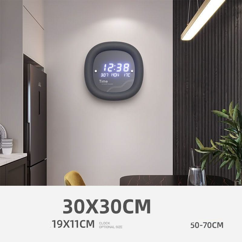 Modern Simple Home Electronic Date Temperature Wall Clock-ChandeliersDecor.com