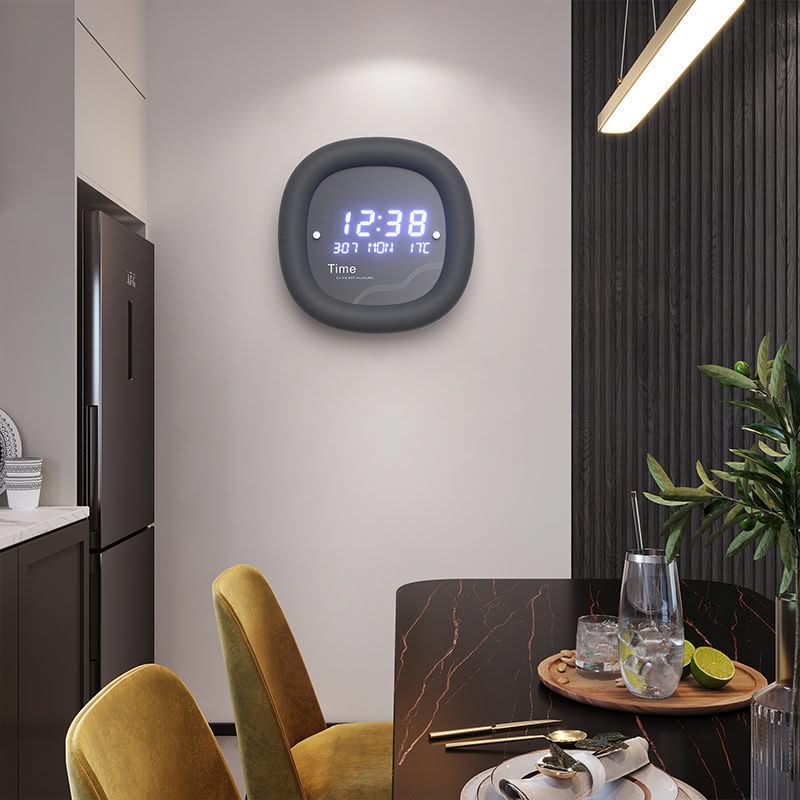 Modern Simple Home Electronic Date Temperature Wall Clock-ChandeliersDecor.com