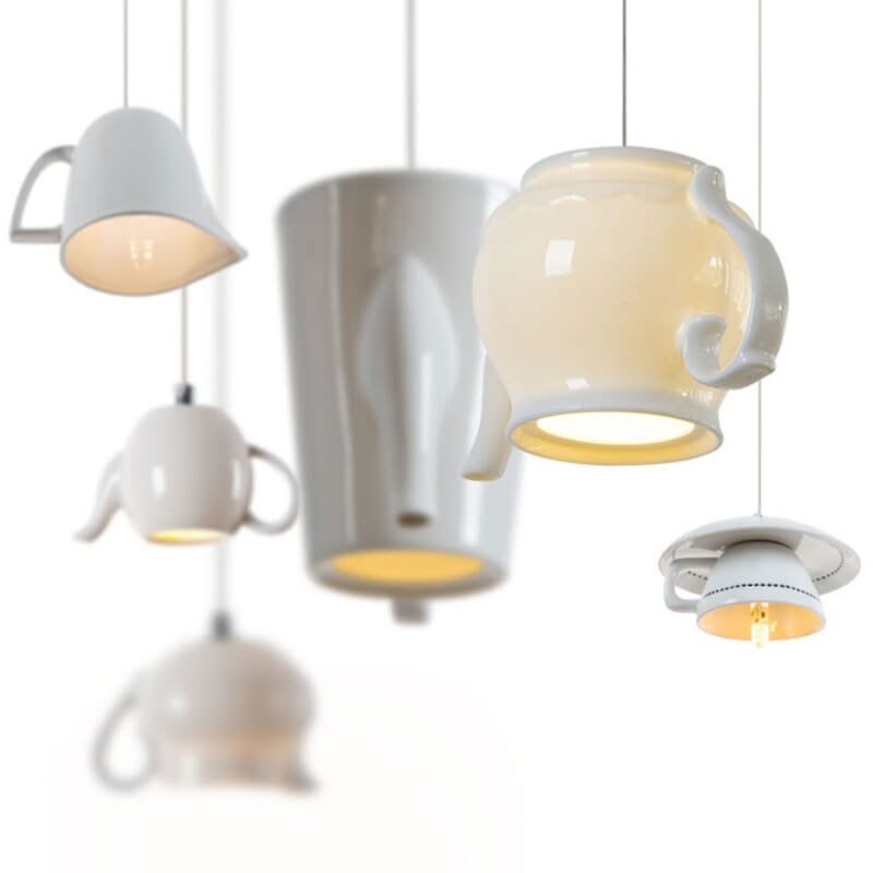 Modern Tea Cup Teapot Crockery Ceramic Led Pendant Lights-ChandeliersDecor.com