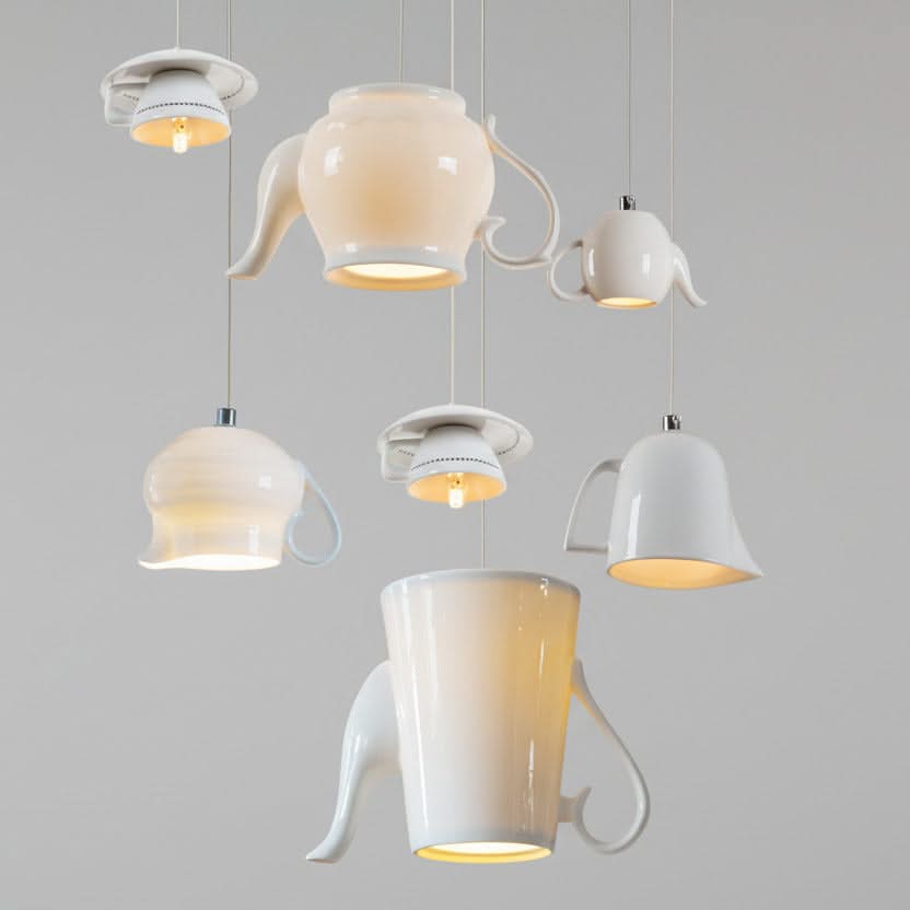 Modern Tea Cup Teapot Crockery Ceramic Led Pendant Lights-ChandeliersDecor.com