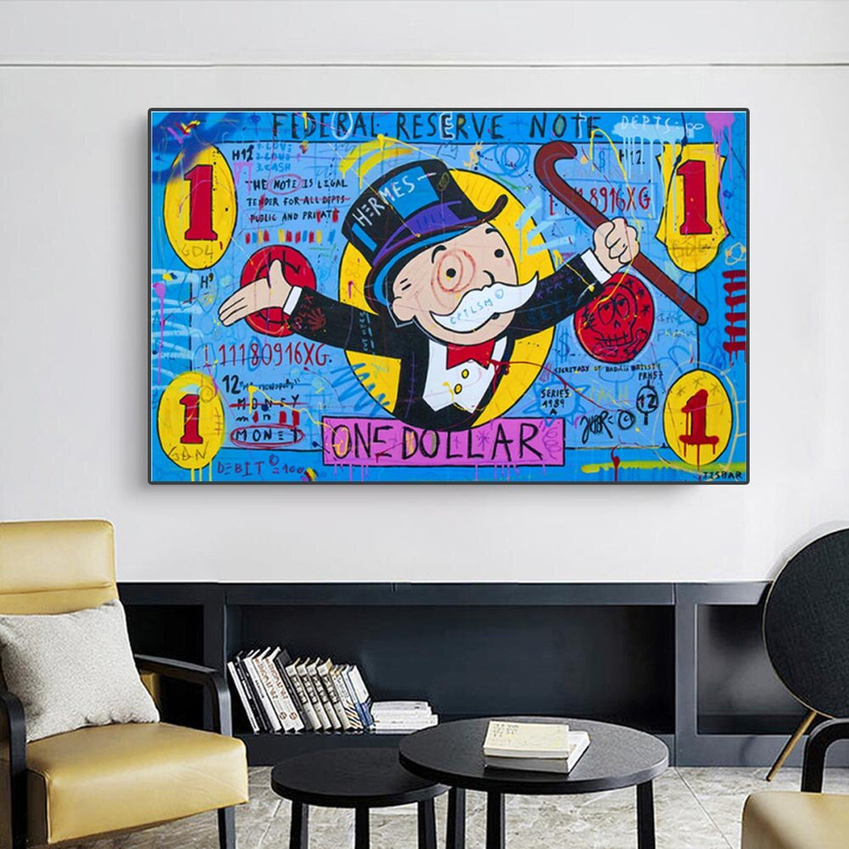 ChandeliersDecor.com-Monopoly Wall Poster-Money Alec Monopoly Hundred Dollar Canvas Print