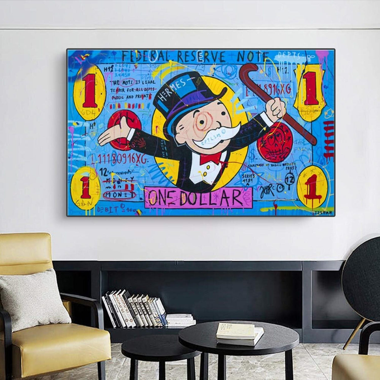 Money Alec Monopoly Hundred Dollar Canvas Print-ChandeliersDecor.com