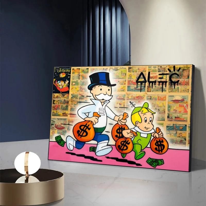 Money Bags - Alec Monopoly Art on Display-ChandeliersDecor.com