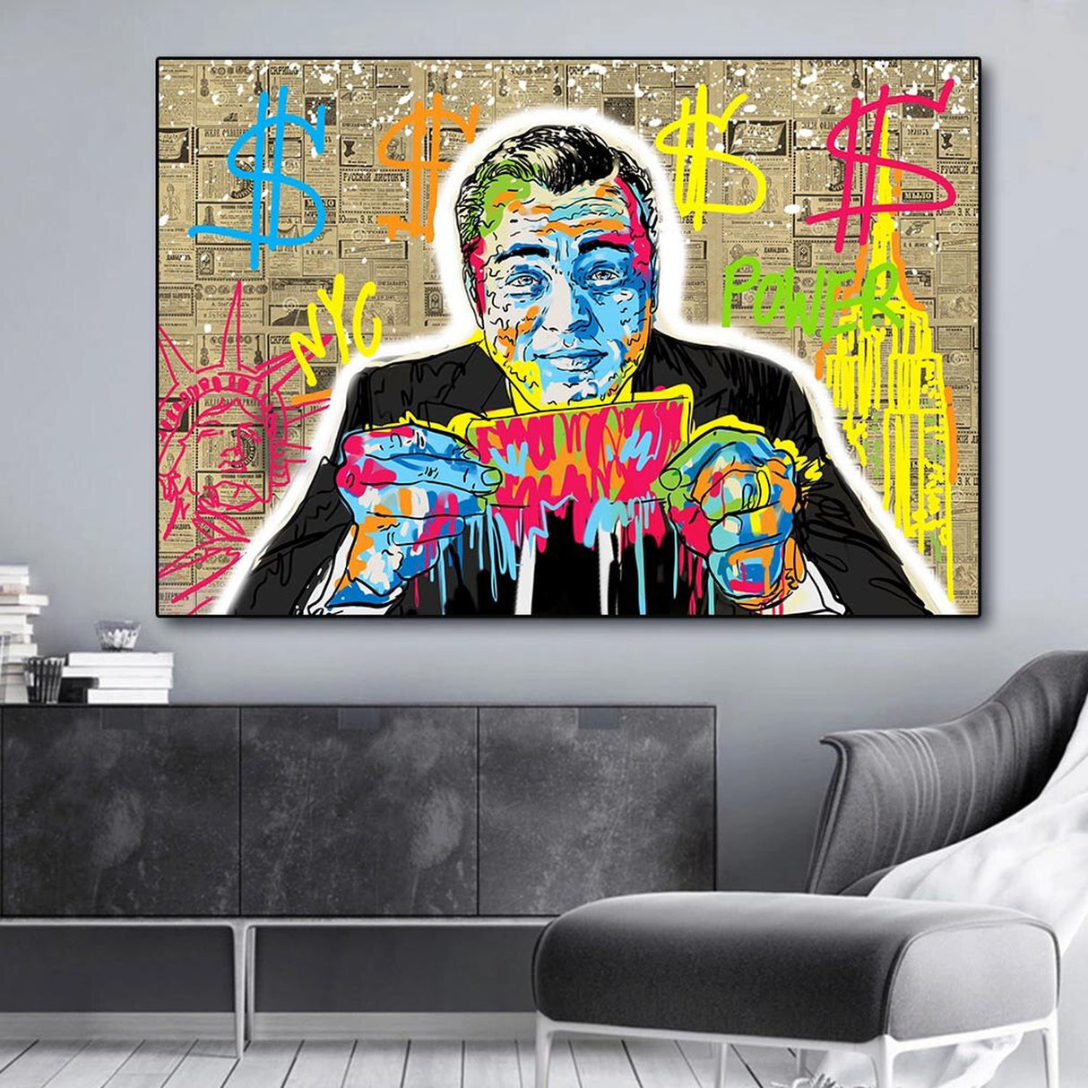 ChandeliersDecor.com-Wall Posters-Money Dollar Canvas Wall Art