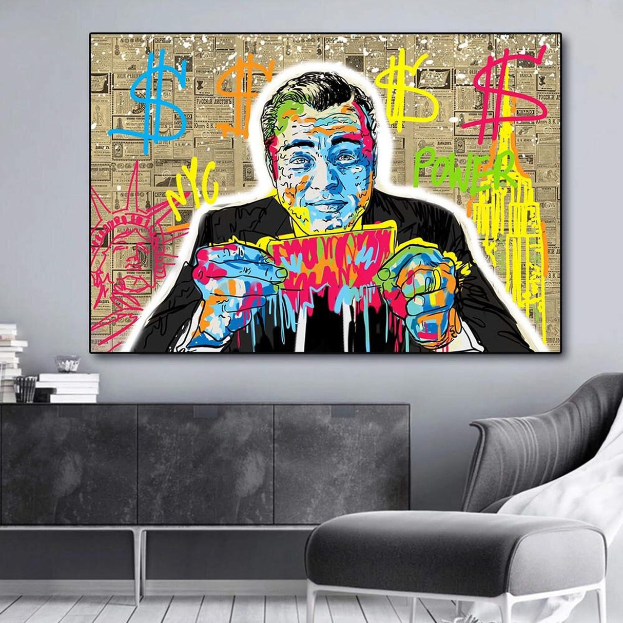 Money Dollar Canvas Wall Art-ChandeliersDecor.com