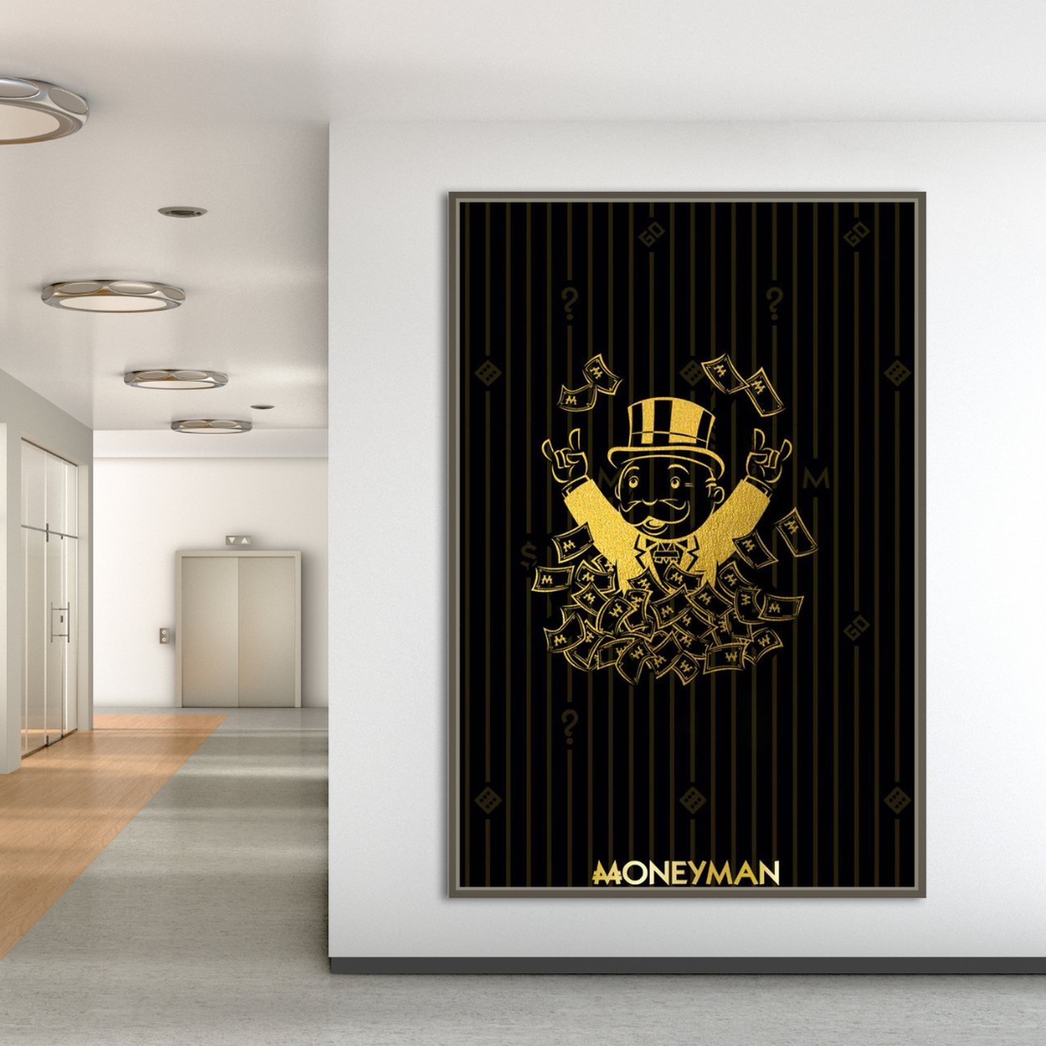ChandeliersDecor.com-Monopoly Wall Poster-Money Man Dollar Bills by Alec Monopoly Art