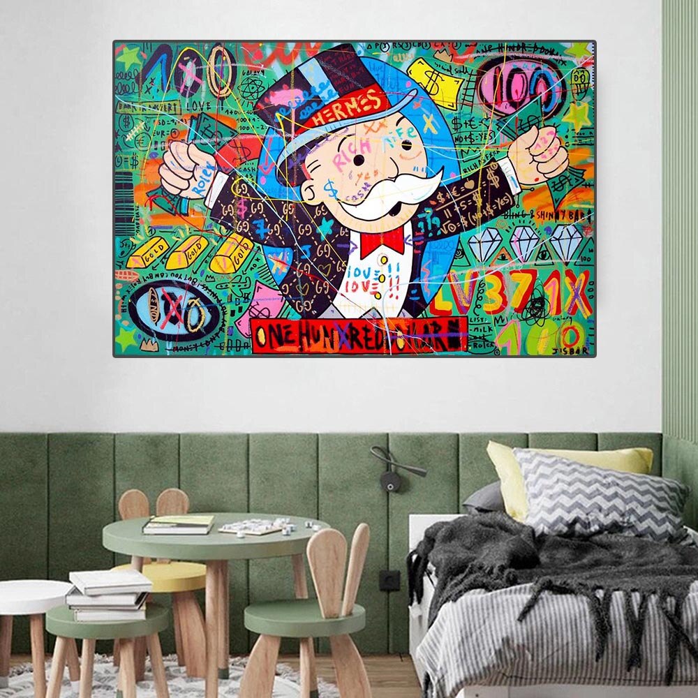 ChandeliersDecor.com-Wall Posters-Money Richie Rich Hundred Dollar Canvas Wall Art
