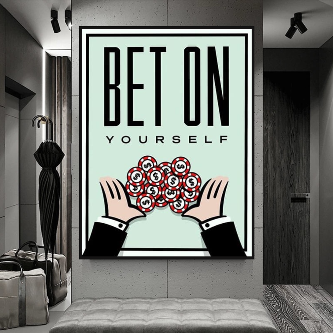 ChandeliersDecor.com-Monopoly Wall Poster-Monopoly Bet on Yourself Card Canvas Wall Art