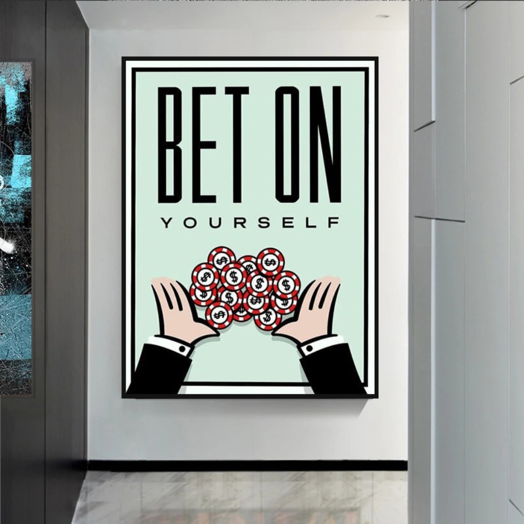 ChandeliersDecor.com-Monopoly Wall Poster-Monopoly Bet on Yourself Card Canvas Wall Art