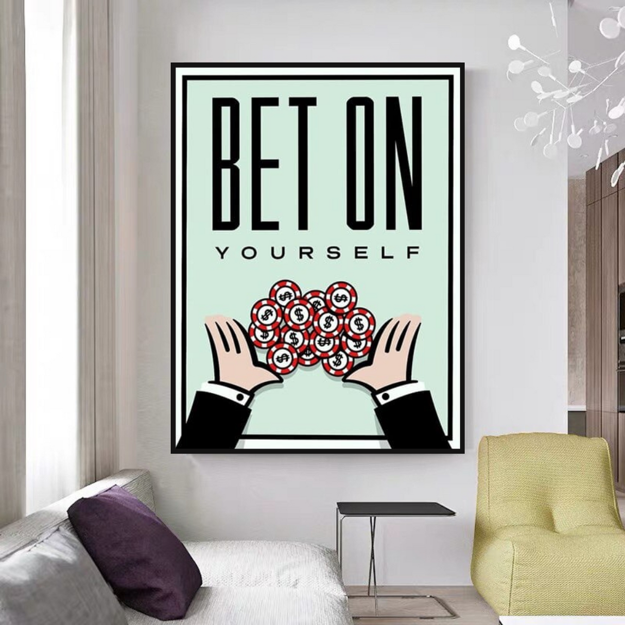 ChandeliersDecor.com-Monopoly Wall Poster-Monopoly Bet on Yourself Card Canvas Wall Art