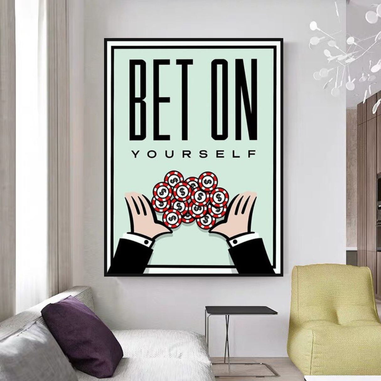 ChandeliersDecor.com-Monopoly Wall Poster-Monopoly Bet on Yourself Card Canvas Wall Art