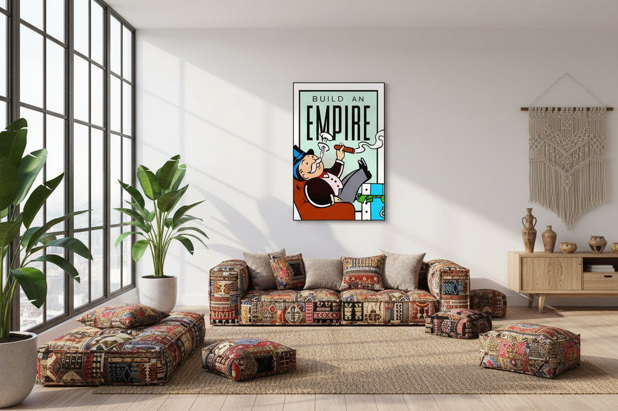 Monopoly Build an Empire Card Canvas Wall Art-ChandeliersDecor.com
