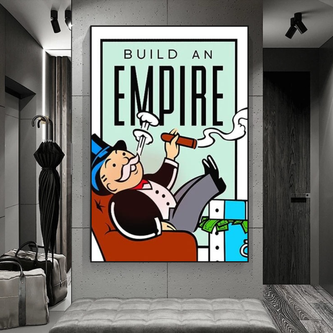 Monopoly Build an Empire Card Canvas Wall Art-ChandeliersDecor.com