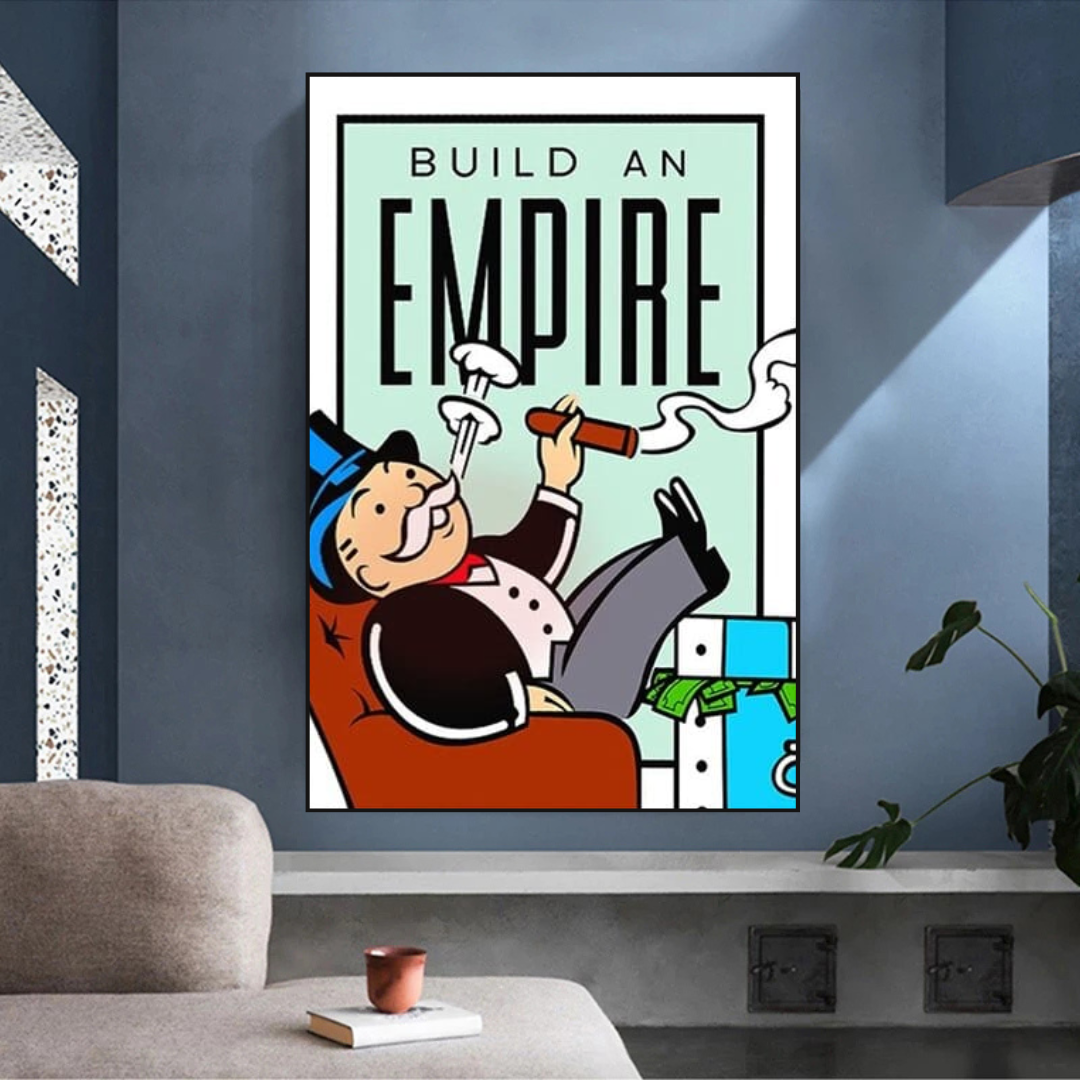 Monopoly Build an Empire Card Canvas Wall Art-ChandeliersDecor.com