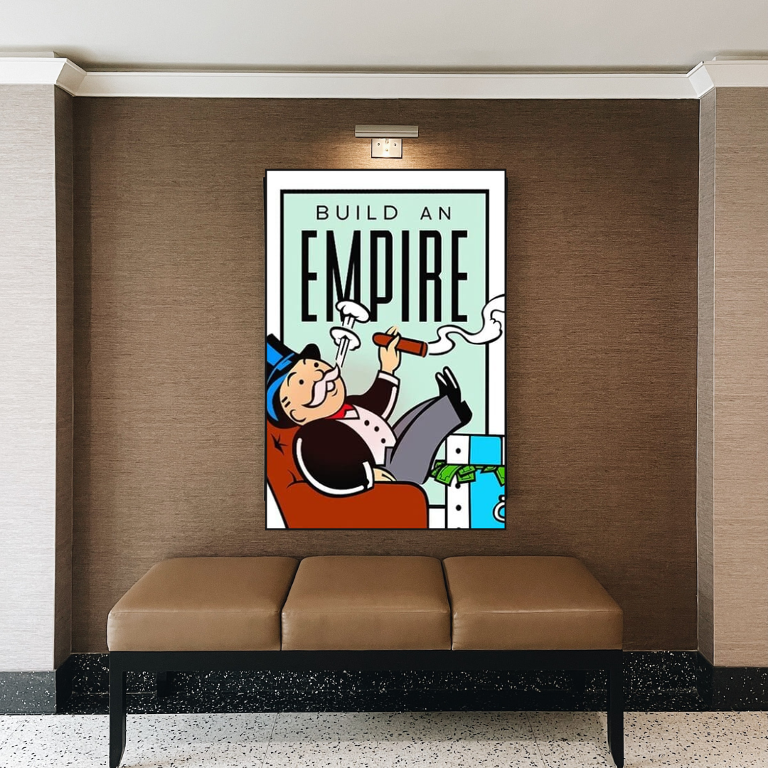Monopoly Build an Empire Card Canvas Wall Art-ChandeliersDecor.com