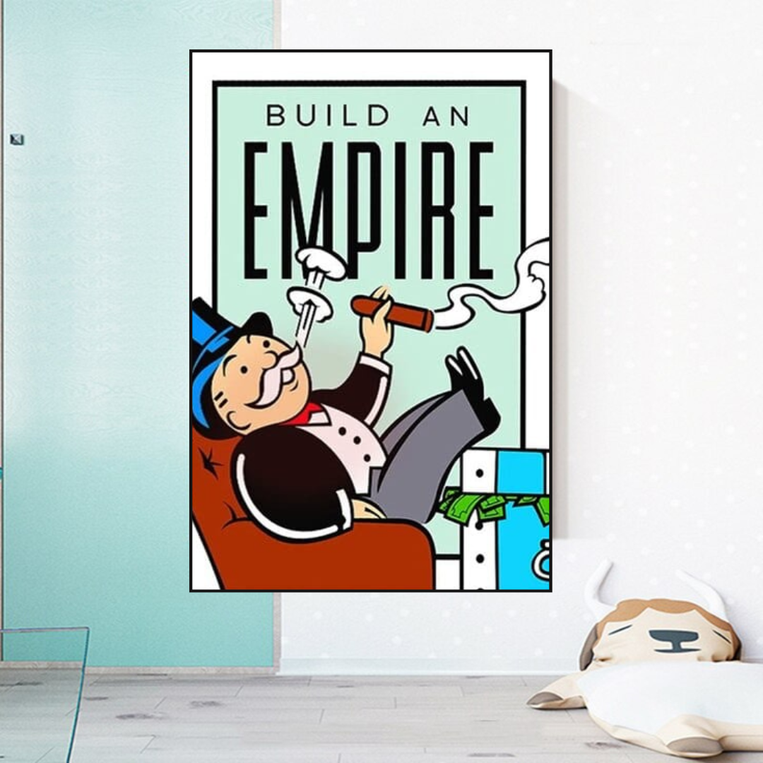 Monopoly Build an Empire Card Canvas Wall Art-ChandeliersDecor.com