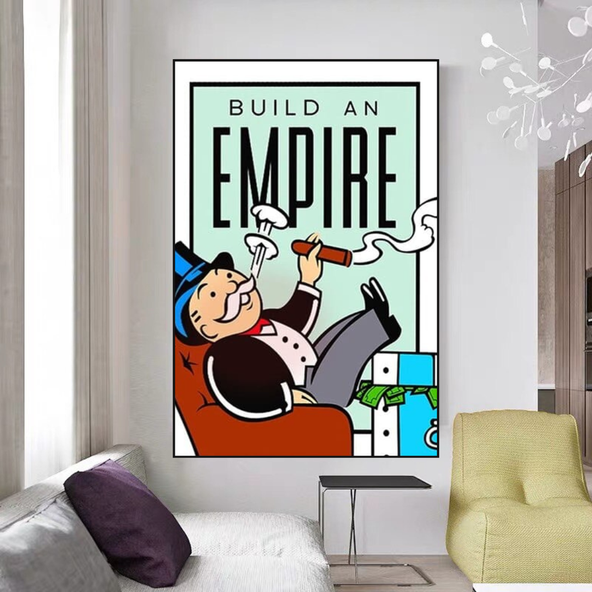 Monopoly Build an Empire Card Canvas Wall Art-ChandeliersDecor.com