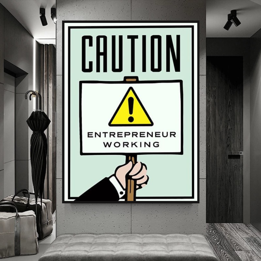 ChandeliersDecor.com-Monopoly Wall Poster-Monopoly Caution Enterpreneur Card Canvas Wall Art