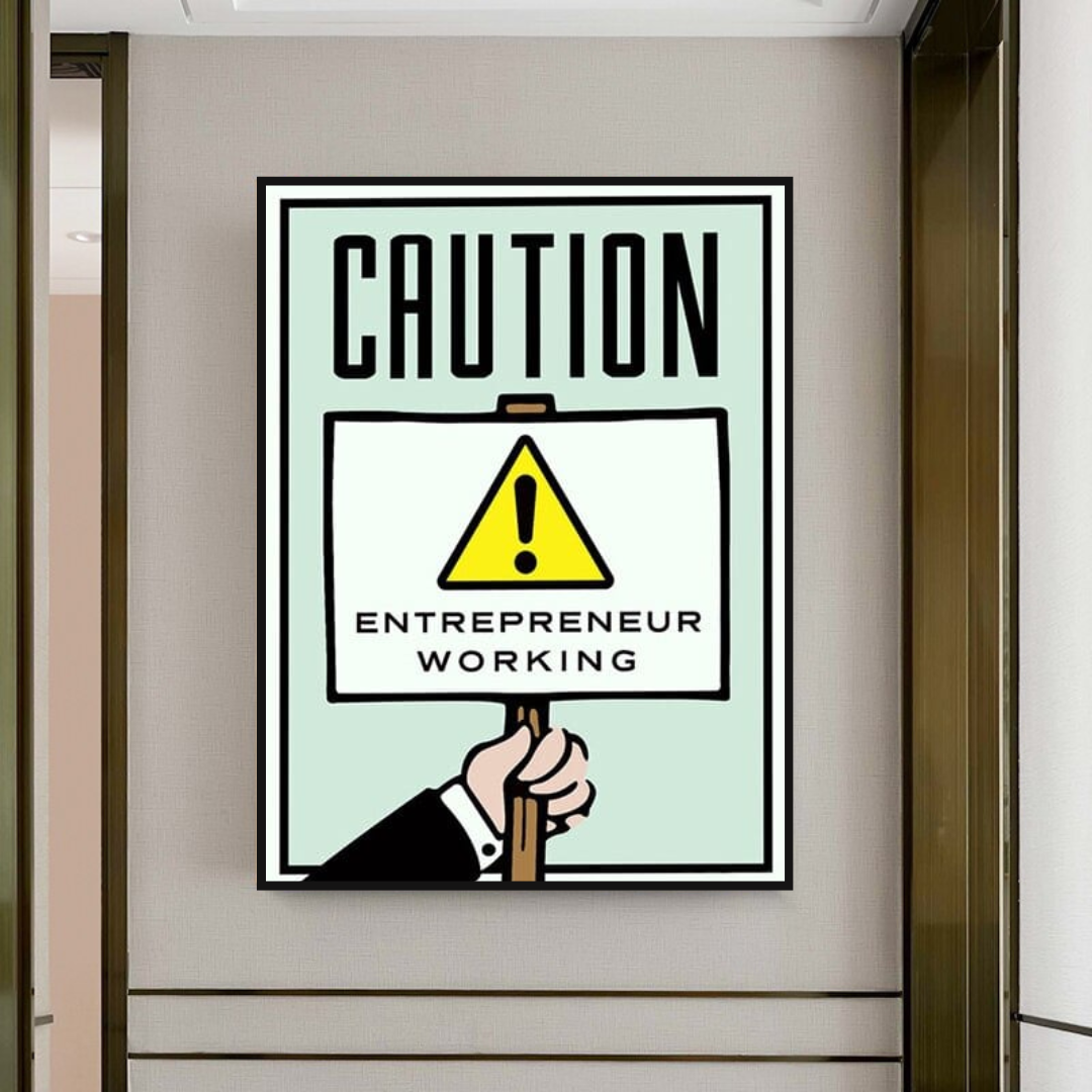 ChandeliersDecor.com-Monopoly Wall Poster-Monopoly Caution Enterpreneur Card Canvas Wall Art