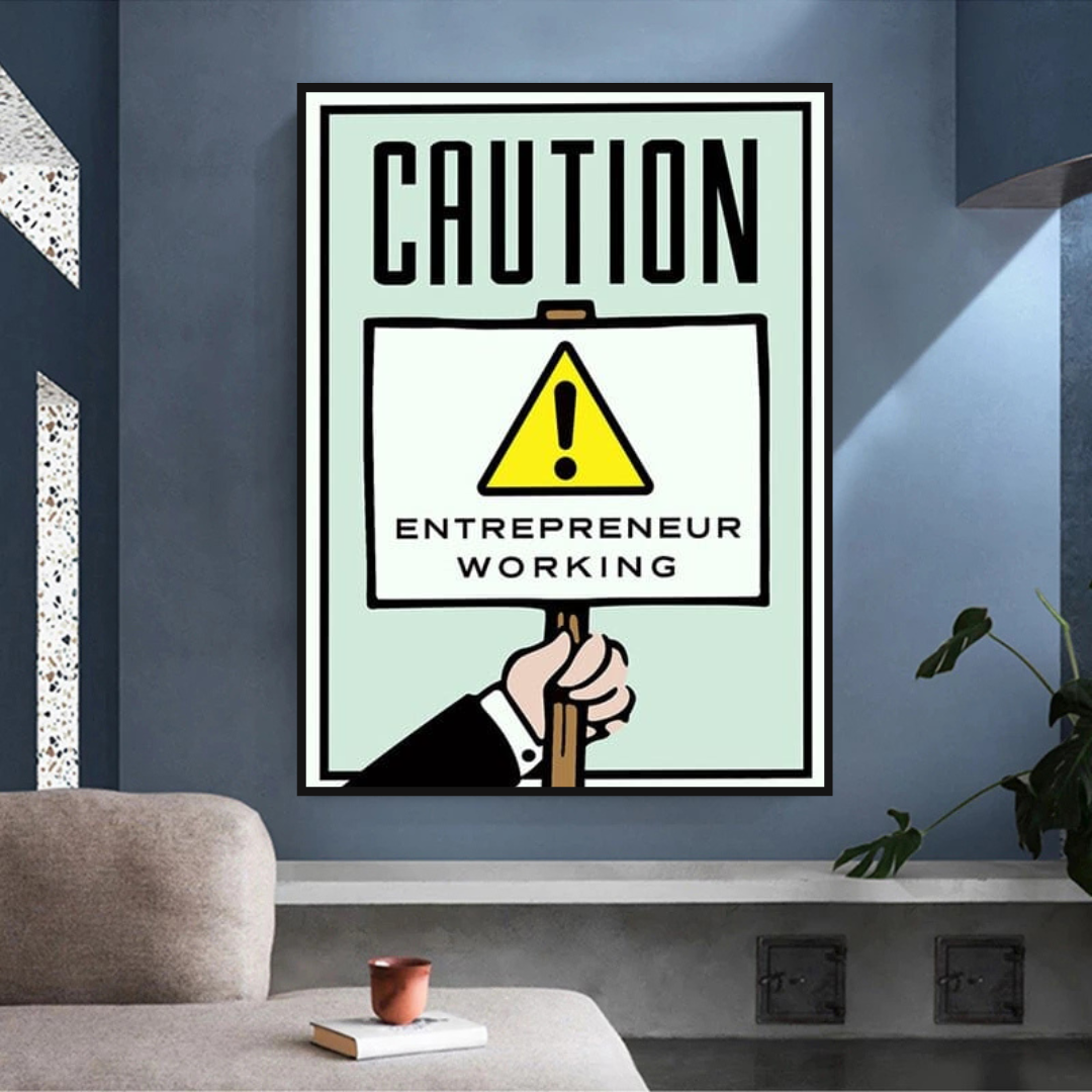ChandeliersDecor.com-Monopoly Wall Poster-Monopoly Caution Enterpreneur Card Canvas Wall Art