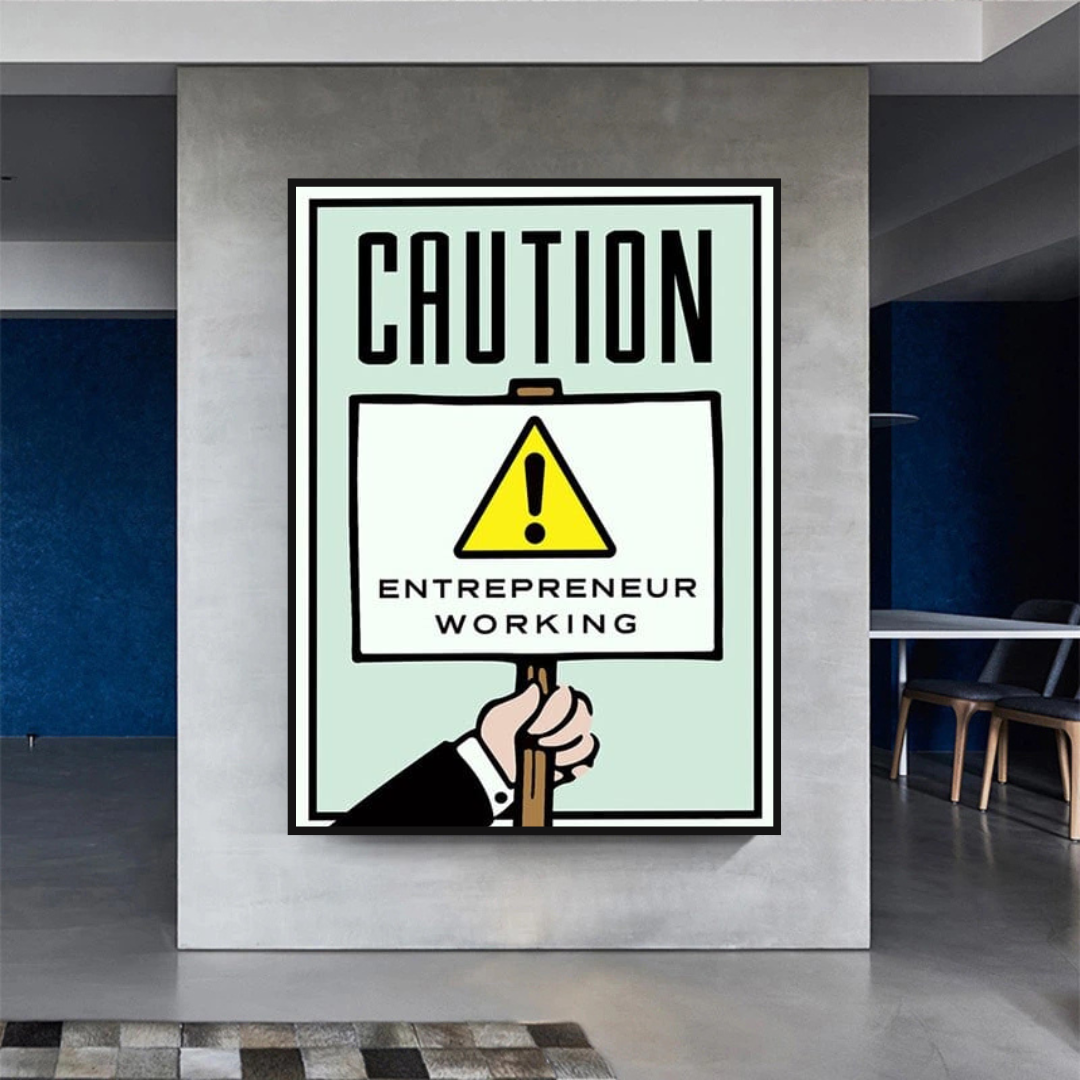 ChandeliersDecor.com-Monopoly Wall Poster-Monopoly Caution Enterpreneur Card Canvas Wall Art
