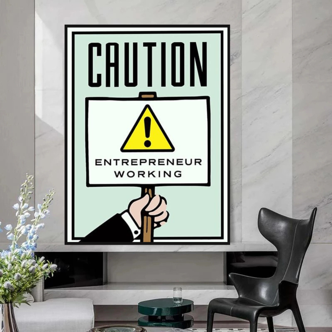 ChandeliersDecor.com-Monopoly Wall Poster-Monopoly Caution Enterpreneur Card Canvas Wall Art