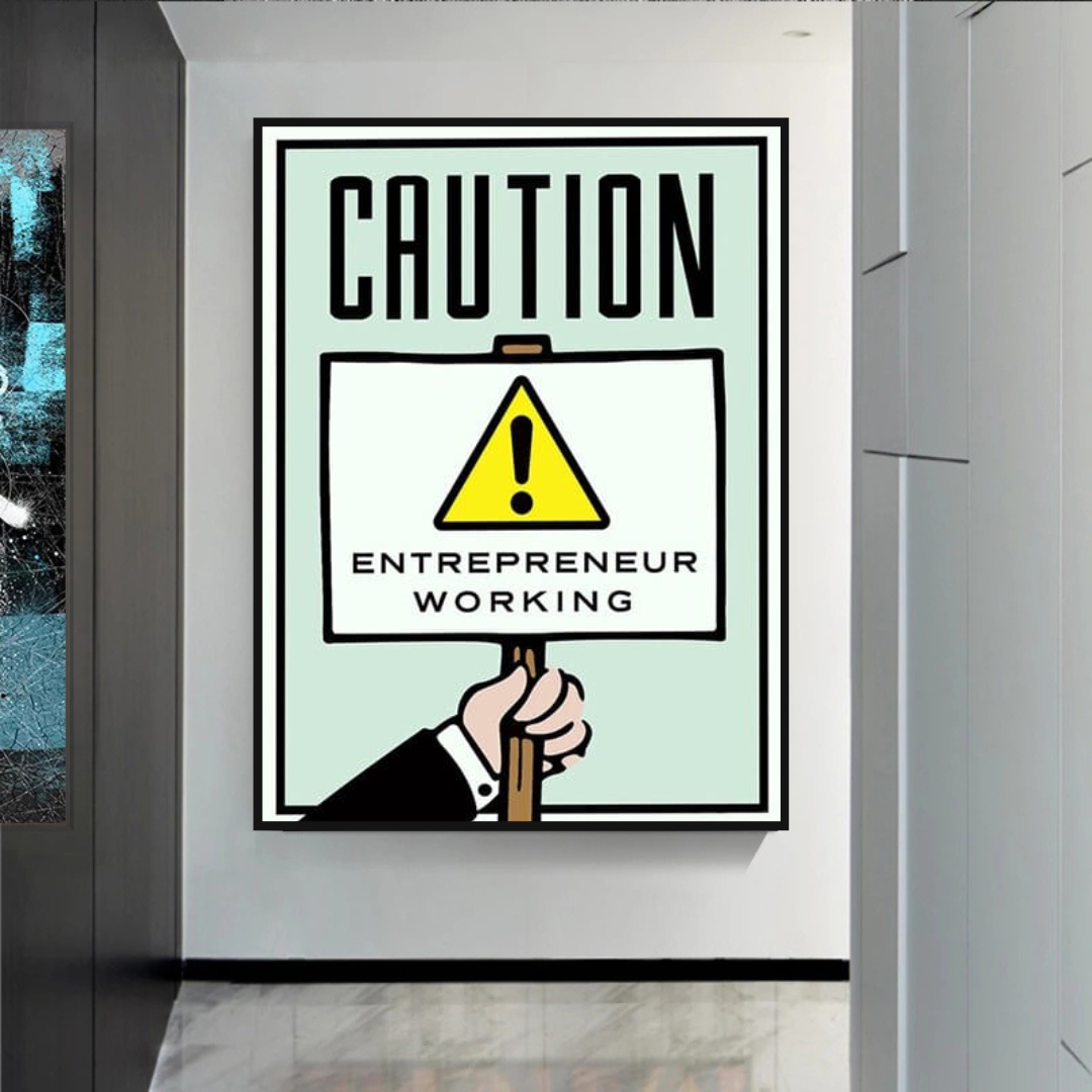 ChandeliersDecor.com-Monopoly Wall Poster-Monopoly Caution Enterpreneur Card Canvas Wall Art