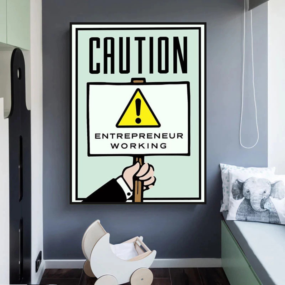 ChandeliersDecor.com-Monopoly Wall Poster-Monopoly Caution Enterpreneur Card Canvas Wall Art