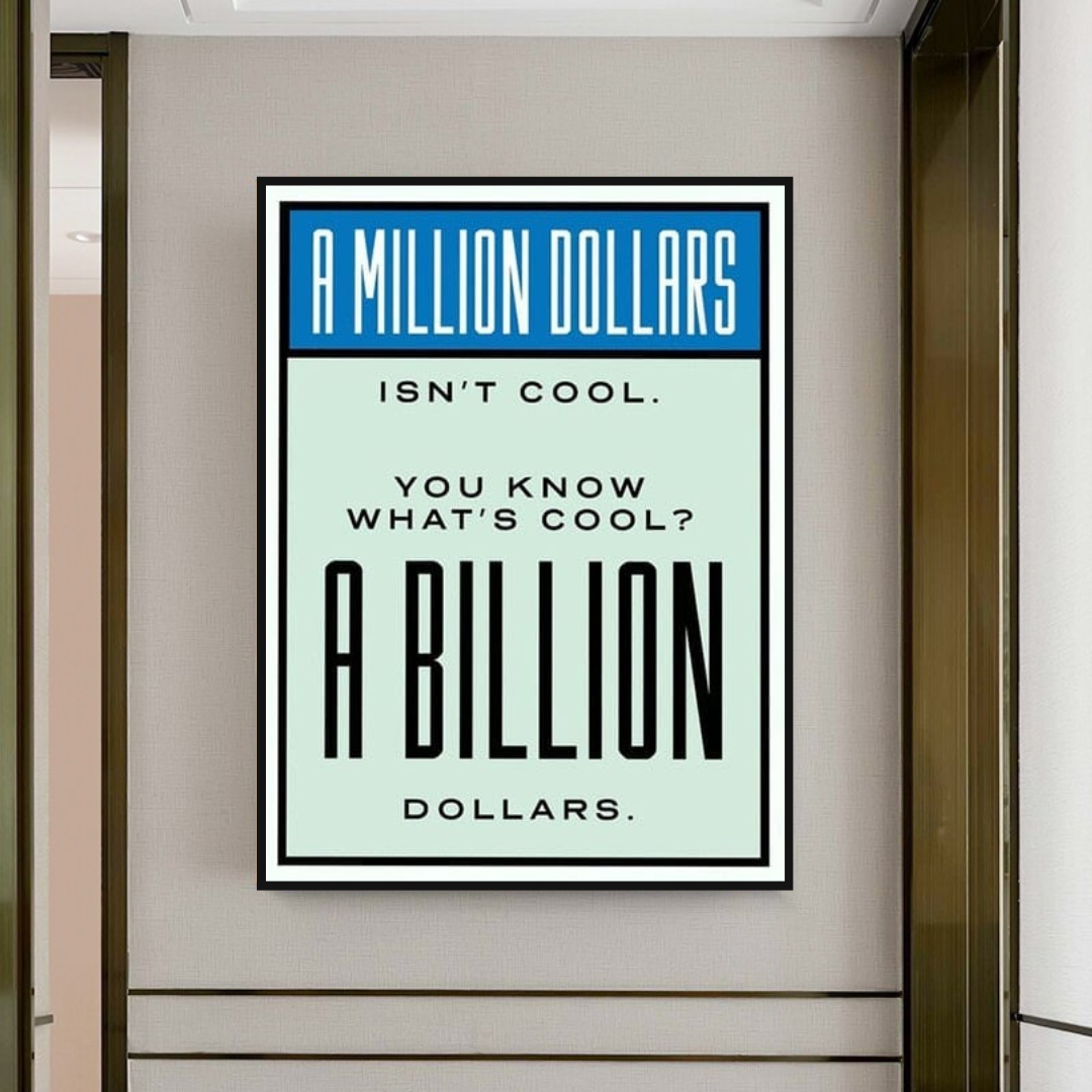 Monopoly Cool Billion Dollars Card Canvas Wall Art-ChandeliersDecor.com