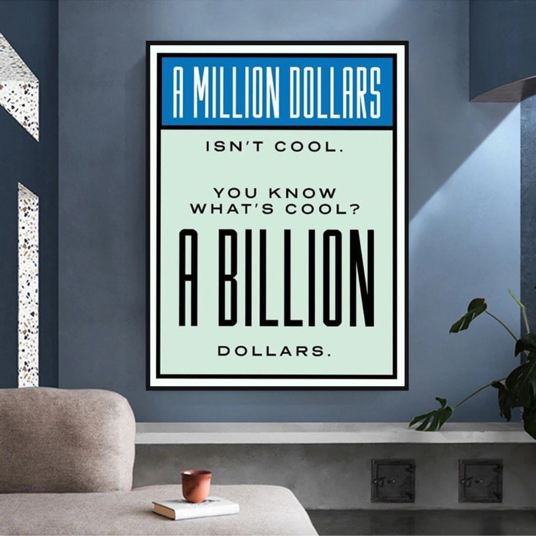 Monopoly Cool Billion Dollars Card Canvas Wall Art-ChandeliersDecor.com